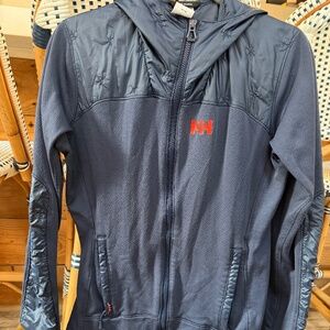 Helly Hansen Lightweight Navy Coat with Neon Orange Accents Women's M